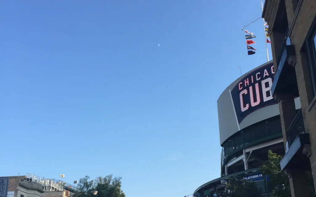 Wrigley Field bleachers and scoreboard exterior